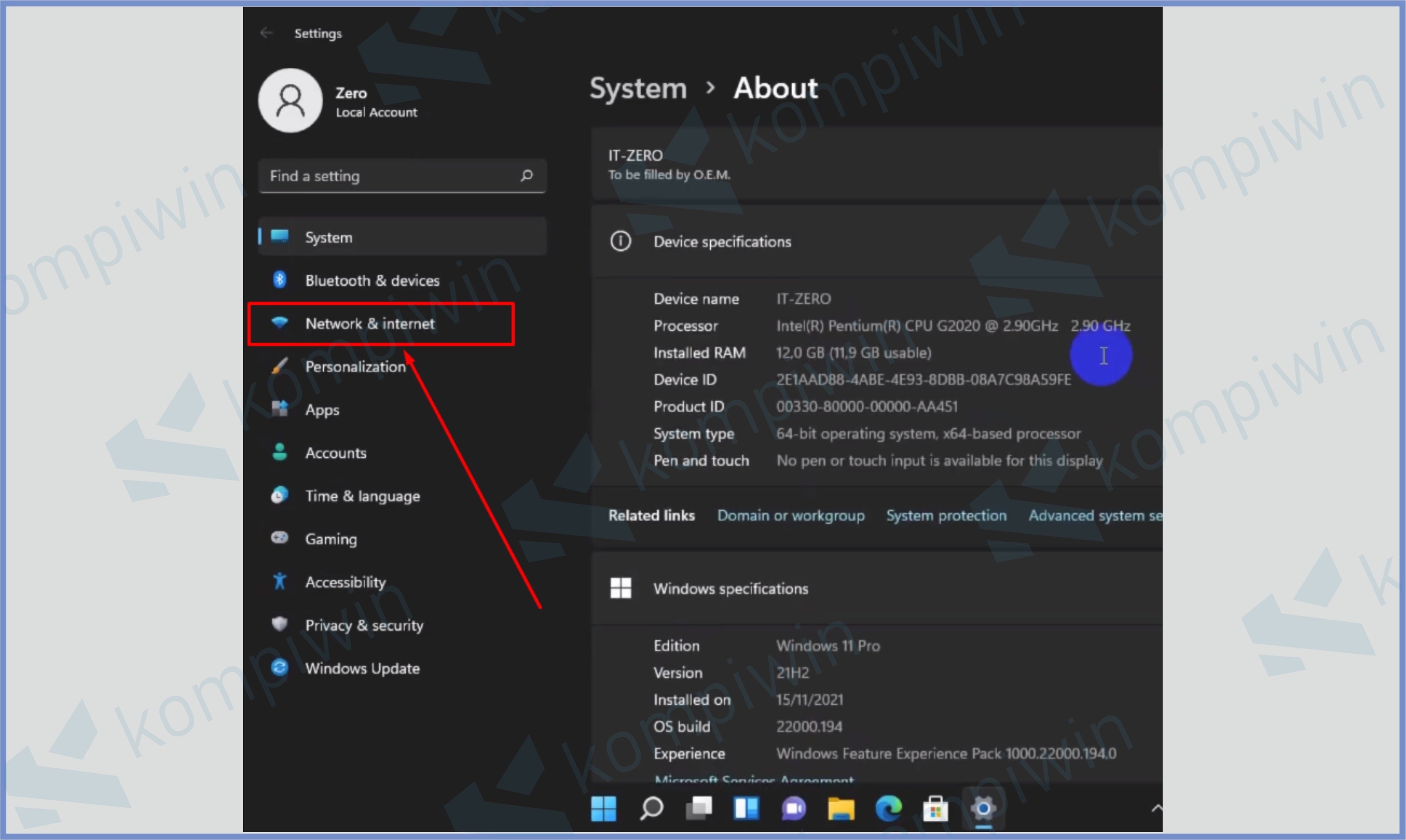 Tap Menu Network And Internet